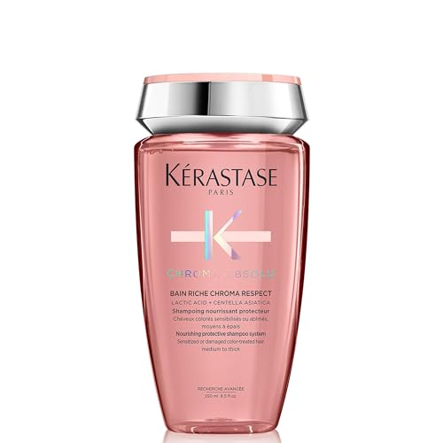 Kérastase, Chroma Absolu, Shampoo per Capelli Sensibilizzati o Danneggiati da Medi a Spessi, Bain Riche Chroma Respect, 250 ml