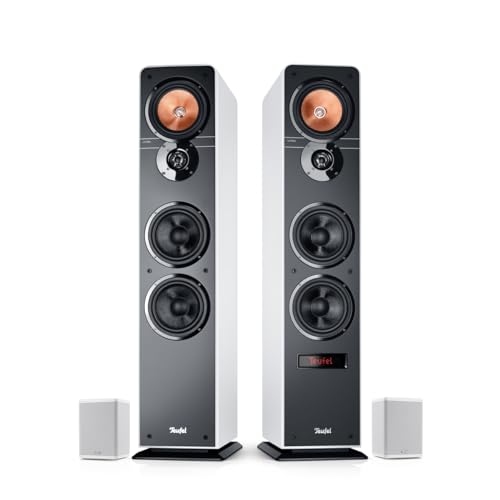 Teufel Ultima 40 Aktiv Surround 4.0 - Aktiv Standlautsprecher mit Kabellosen aktives Rear-Speaker, Bluetooth aptX, Dolby Audio, HDMI ARC CEC - weiß