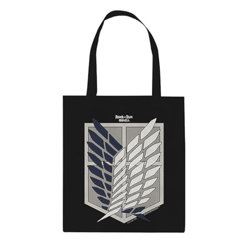 ABYSTYLE - ATTACK ON TITAN Tote Bag Scout Emblem, Black, 37 x 42 cm, Eco Tote Bag