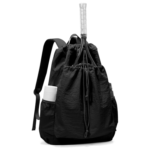 WEPLAN Bolsa de tênis, mochila de tênis profissional para homens e mulheres, bolsa grande para raquete de tênis, comporta 2 raquetes, preta