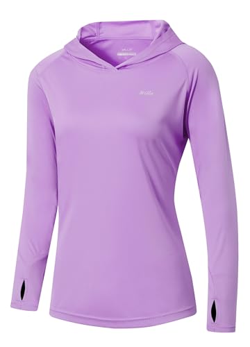 Willit Women's UPF 50+ Sun Protection Hoodie SPF Shirt Long Sleeve Hiking Fishing Outdoor Shirt Lightweight Hoodie Lavender 2X