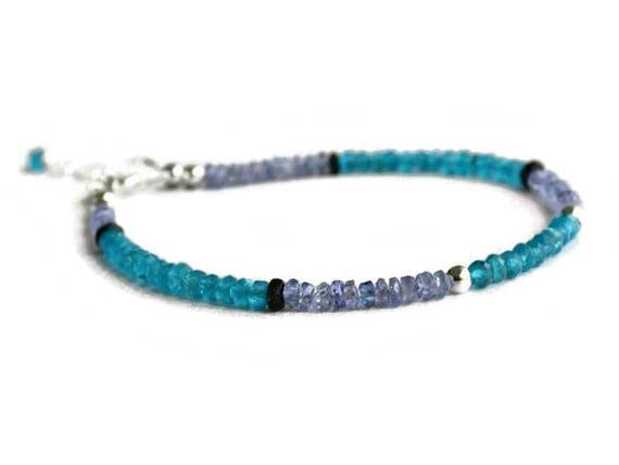 Bracelet tanzanite et apatite en argent 925 fait main pour un eclat intemporel