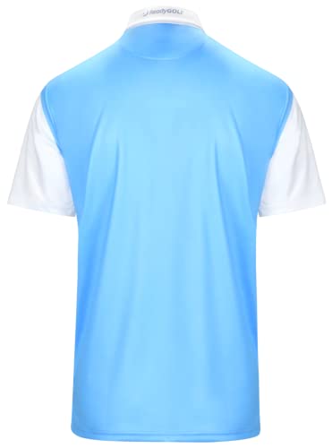 Readygolf Classic Argyle Mens Golf Polo Shirt - Sky Blue & White X-Large #TOP1