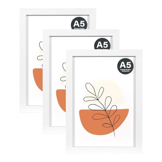KAIWIN Bilderrahmen A5 Weiß 3er Set, 21X14.8cm rahmen mit Acrylglas zum aufhängen und aufstellen, Bilderrahmen A5 Holz für Fotos, Bilder