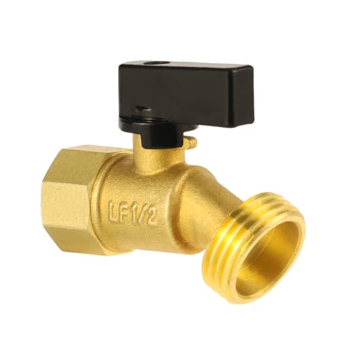 Horiznext outdoor water spigot NPT 1/2 female to GHT 3/4 male thread, 1/2 hose bibb brass outside faucet for garden patios watering underground irrigation, 1 pack