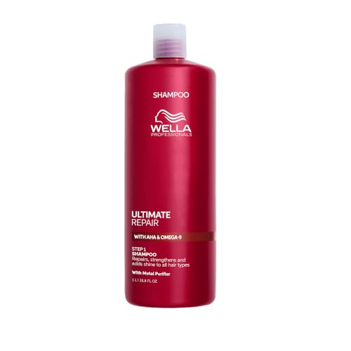 Wella Professionals Ultimate Repair Shampoo - Professional Lightweight Cream Shampoo for Damaged Hair -With AHA & Omega-9 - For All Hair Types (1000ml)