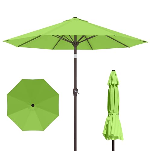 PatioKingdom 10FT Patio Umbrella with Push Button Tilt and Crank, Outdoor Market Umbrella with 8 Fiberglass Ribs, UV Protection Table Umbrella for Pool,Backyard,Garden,Deck