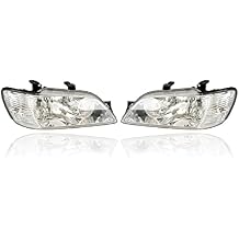 Headlight - Compatible/Replacement for 02-03 Mitsubishi Lancer - Pair, Left Driver + Right Passenger Set - MR972590, MR972589