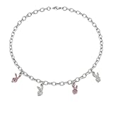 Cute Bunny Charm Necklace for Women Girls Silver Chain Choker with White and White Rhinestone Animal Pendants Kawaii Jewelry Gift Bunny Lovers