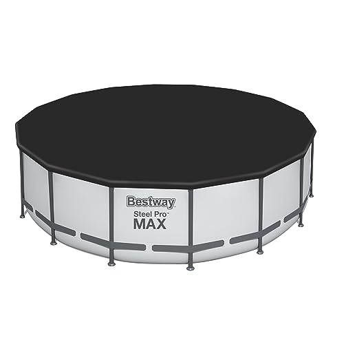 Bestway Round PVC 16 Foot Pool Cover for Above Ground Pro Frame Pools with Drain Holes and Secure Tie-Down Ropes, Black (Cover Only) by Bestway - Image 9