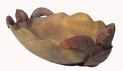 Huge Double Turtle Bowl Hand Carved Mahogany Wood Nautical