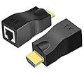 Hdmi Extender Over Ethernet Cat 5e/ 6 Cable, HDMI to RJ45 Ethernet Network Converter, Support Audio Video 1080P UP to 98FT(30m), Suitable for HDTV, PS3 4, Projector, Monitor (NOTE: Used in Pairs)