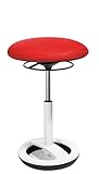 Topstar Sitness High Bob, Stehhilfe, Fitnesshocker, Arbeitshocker, Sitzhöhe: 49 - 70cm, Standfußring Alu weiß lackiert, Stoffbezug, Neon Rot
