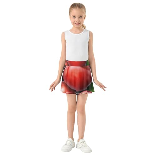 Tennis Skirts Toddler Shiny Red Apples Green Leaves Girls Skorts Athletic Shorts Rainbow Butterfly Skirt 4t3