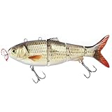 Robotic Swimming Lure 5.1” Fishing Lure 4-Segement Multi Jointed Swimbait Electric Bait LED Light USB Rechargeable Robotic Lure for Bass Trout Pike Fishing Tackle