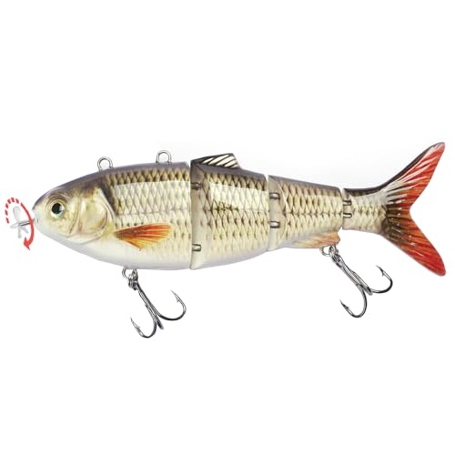 Robotic Swimming Lure 5.1” Fishing Lure 4-Segement Multi Jointed Swimbait Electric Bait LED Light USB Rechargeable Robotic Lure for Bass Trout Pike Fishing Tackle - Thumbnail 7