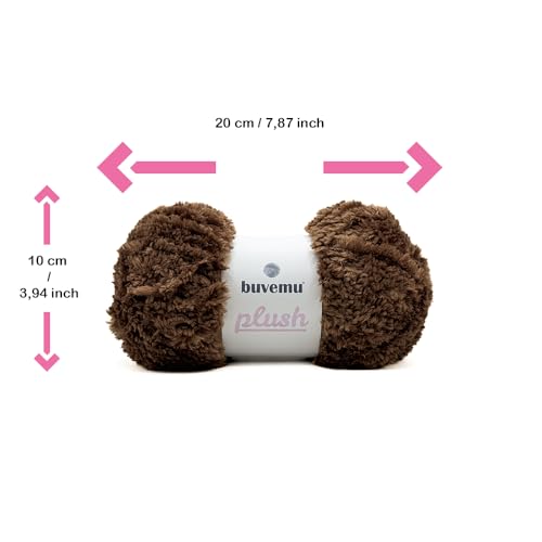 Image of Plush Faux Fur Bulky Yarn, Super Soft Fluffy Fuzzy for Knitting Crocheting Crafting, 100 Gram (3.53 Ounces) 109 Yards (100 Meters) (Chocolate Brown)