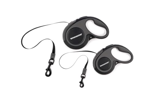 Winchester Pet Tangle-Free Retractable Dog Leash 16 ft, One Handed Brake, for Small Dogs up to 44 Pounds, Grey