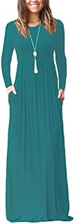 DEARCASE Women Long Sleeve Loose Plain Maxi Dresses Casual Long Dresses with Pockets