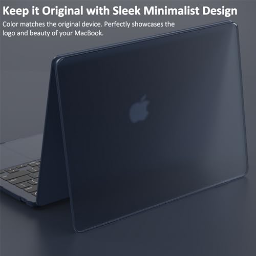 KEROM Midnight Clear Case for MacBook Air 13 inch 2026 M5, 2022-2025 M4/M3/M2 A3240 A3113 A2681, Matte Plastic Hardshell & Keyboard Cover for Mac Air 13.6 inch Case, Frosted Midnight