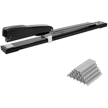 Long Reach Stapler with 1600 Staples, Saddle Stitch Binding Stapler Fits Various Paper Sizes, 50 Sheets Capacity, Long Stapler for Booklets or Book Binding
