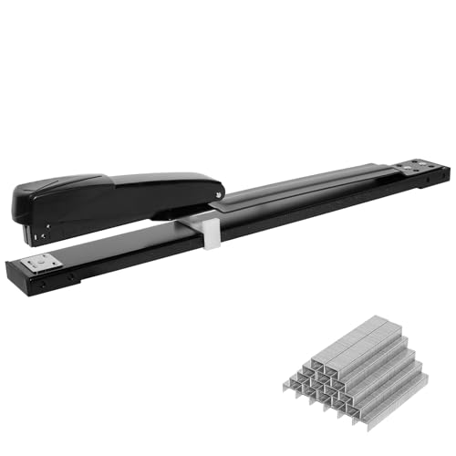 Long Reach Stapler with 1600 Staples, Saddle Stitch Binding Stapler Fits Various Paper Sizes, 50 Sheets Capacity, Long Stapler for Booklets or Book Binding