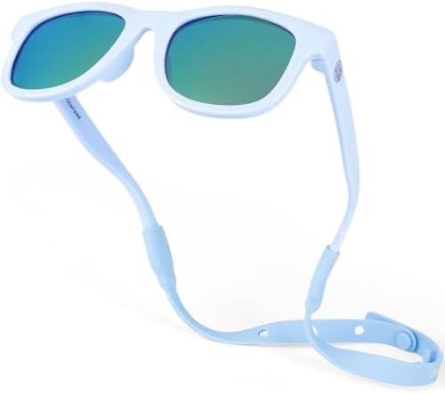 BABY SUNNIES Polarisierte Baby Sonnenbrille mit Riemen - 0-24 Monate, UV Schutz, Bruchsicher - Kinder Sonnenbrillen BPA Frei