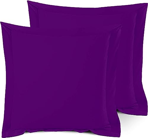 Saferay Green Solid Pillow Sham Set of 2, Euro Large 28x28 Purple