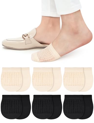 Becellen 6 Pares Calcetines Invisibles Mujer, Antideslizantes Calcetines Transpirables de Media Palma sin Costuras Mujer para Zapatos de Tacón Alto
