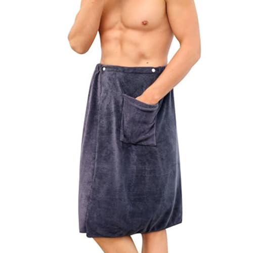 Recopilación de Albornoces los 5 mejores. 48 FOTN - Albornoces para hombre, toallas de playa cortas, faldas de ducha, pantalones de ducha, ropa de baño, sauna, toallas de ducha, Gris, OneSize 70*140(cm)