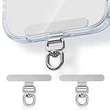 【2枚セット】ストラップホルダー 極薄0.18mm 【360°回転で絡まない】 落下防止 首掛け 斜めがけ スマホストラップ 金属製 充電干渉なし 耐荷重14.6kg 全機種対応 iPhone Android ステンレス 薄型 タグパッチ (シルバー)