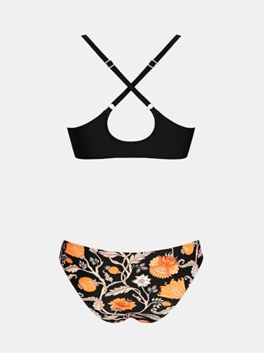 Image of CUPSHE Women's Two Piece Bikini Set Floral Print Knot Bunny Tie