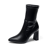 Trendiges Design: Diese mittelhohen Stiefel haben eine spitze Spitze und ein dekoratives Metallic-Detail an der hinteren Ferse, das schick und elegant ist.