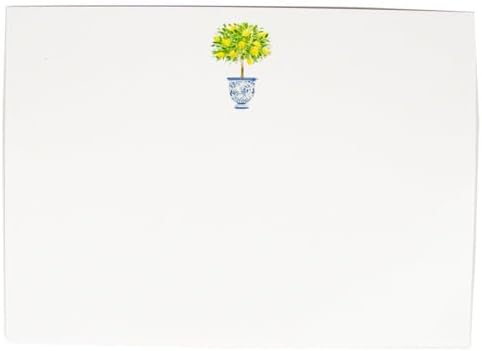Caspari Lemon Topiary Correspondence Cards - 12 Per Package