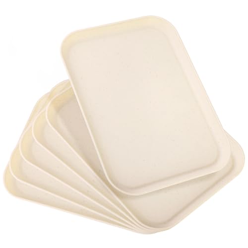 Bandeja de plástico para servir suministros de fiesta, platos de 15 x 10 pulgadas para servir alimentos, 6 bandejas reutilizables blancas para verduras, aperitivos, frutas, galletas, postres en la