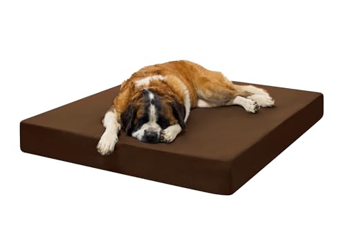 Barker Beds Giant Orthopedic Dog Bed - 7' Memory Foam Mattress - 100-300 lbs - Joint Pain & Arthritis Support - Vet Recommended, Washable Cover - Made in USA - 60'x48'x7' - Chocolate