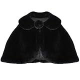 Girls Faux Fur Cape, Flower Girl Bolero Princess Cape in Black, Ivory Winter 2-10T