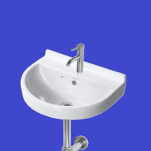 Image of Wash Basin Wall Hung Mounted Glossy Finish White Sink for Bathroom (18 x 13 x 7 Inch)