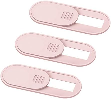 Laptop Camera Cover Slide, 0.028 Inch Ultra Thin Laptop Camera Cover Blocker, Laptop Accessories for iPhone MacBook Laptop, Desktop, PC, Tablet, Protect Your Visual Privacy Security (Pink-3 Pack)