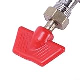 Needle Valve Gas Control for Air Compressor - 1/4 BSPT x 1/4 BSPT Male Thread Fitting, T-Shape Joint Pipe with Silver and Red Metal & Plastic Design - Image 5