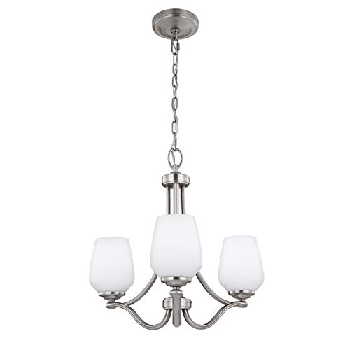 Image of 3 Bulb Chandelier Hanging Pendant Light - Satin Nickel - LED E27 60W Bulb