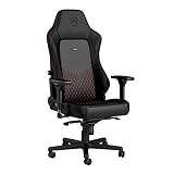 noblechairs Hero Gaming Chair/Office Chair with Lumbar Support, Real Leather, Black/Red