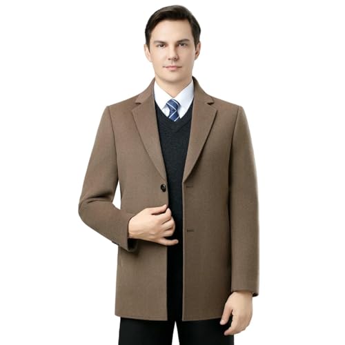 Trench d'hiver mi-long en laine pour homme idéal pour les trajets professionnels quotidiens