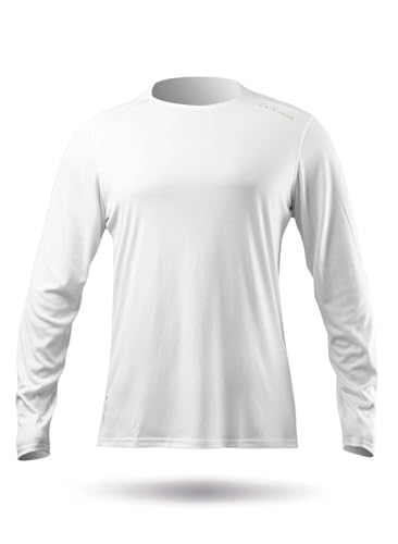 Zhik Mens ZhikDry UV Active Long Sleeve Top - White - Lightweight Quick Dry UV Sun Protection and SPF Properties - Size - M