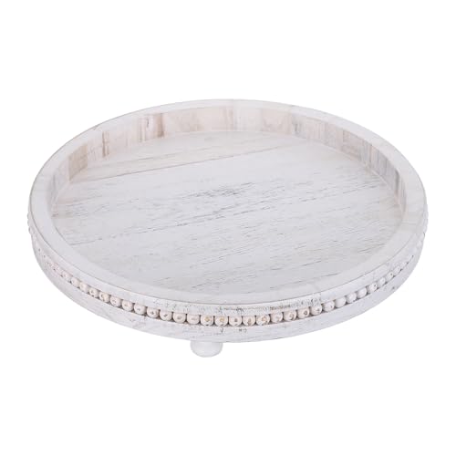Bandeja redonda de madera clara DIYEAH con diseño elevado para salón 2