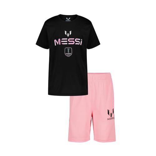 Image of Messi Boys' Lifestyle Short Sleeve 2-piece Set, Slim-fit Jersey Set With Top & Shorts