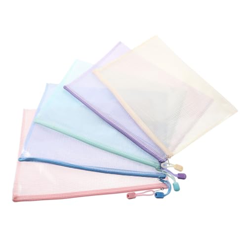 KESYOO 5個 ジッパーファイル袋 点 メッシュ収納ポーチ 防汚耐摩耗 大容量 書類整理用 教師 事務員向け 持ち運び便利 文房具収納対応