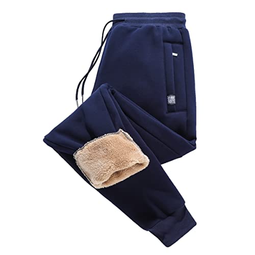 Glenmi Joggers Pantalon de survêtement Taille élastiquée Poches en Polaire for Pantalons de Jogging doublés athlétiques Jogger Hommes en Peluche épaissie Sports Thermique Running Survêtement Pantalon Cover