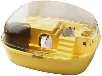 Cage Hamster Nain 2 Niveaux Transparente Avec Roue - 31x23,5x16 Cm, Pour Souris, Intérieur, Voyage