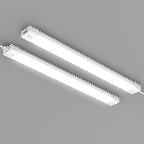 Image of Plug and Play Linkable Waterproof LED Tube Light ,2FT 18W 5000K with Switch Cord Easy Installed on Ceiling or Wall Without Wiring for LED Garage Light Under Cabinet Light LED Shop Light (2FT 2 Pack)